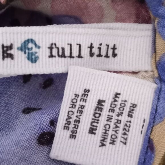 FULL TILT FLORAL PURPLE & CREAM RUFFLE DRESS SZ.M EUC - Picture 6 of 9